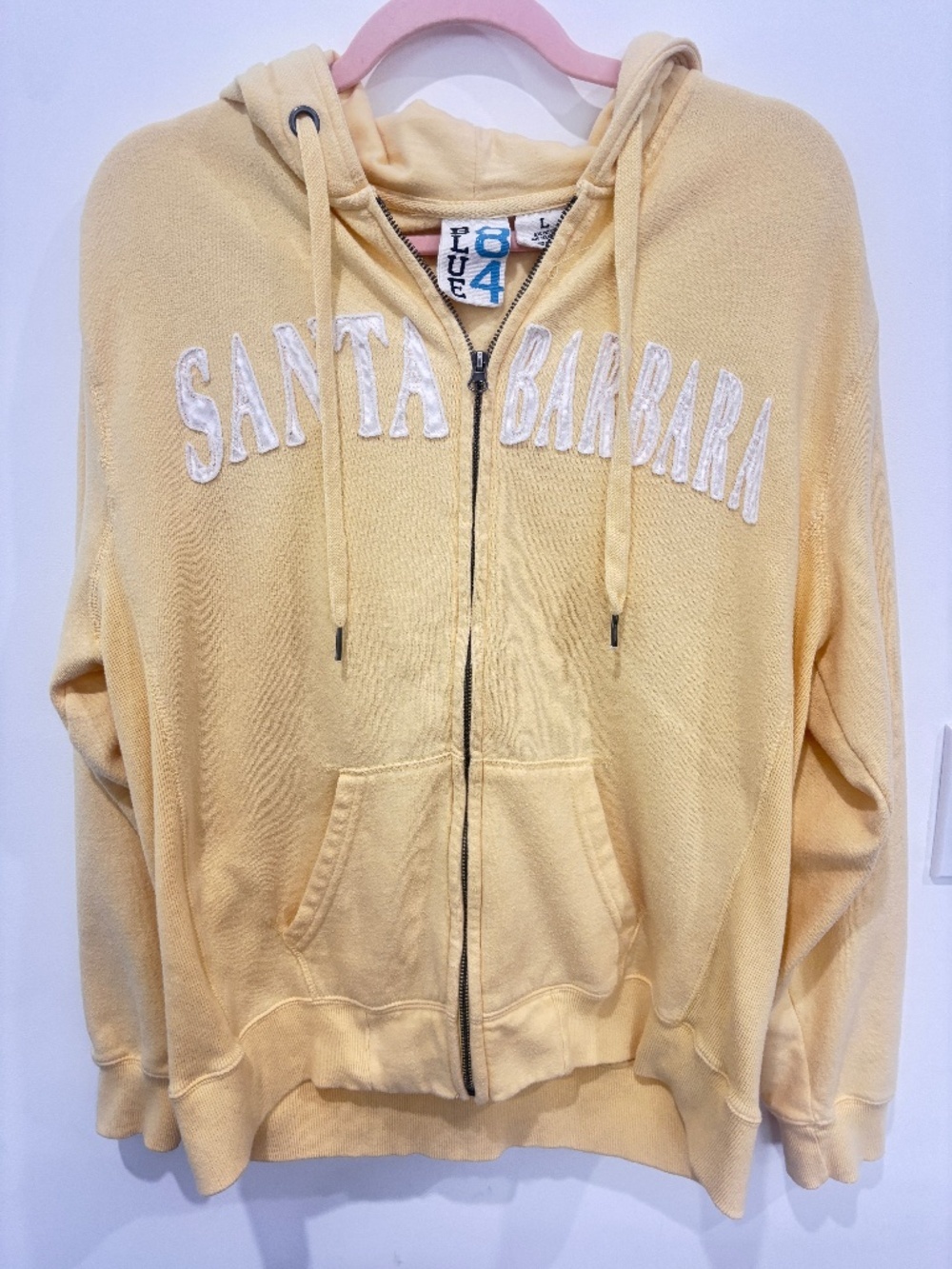Blue 84 Santa Barbara Zip Up Hoodie Large Applique Sweatshirt Coastal College